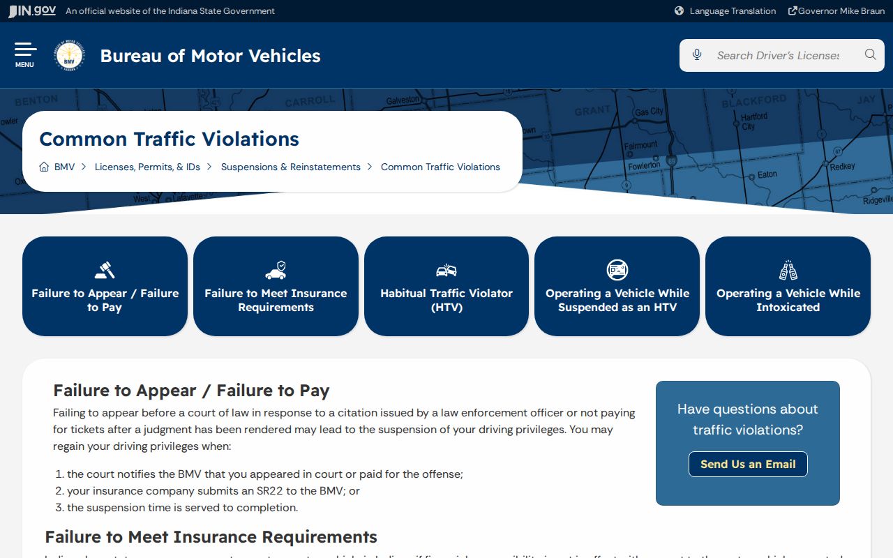 Elkhart County traffic warrant BMV failure-to-appear consequences