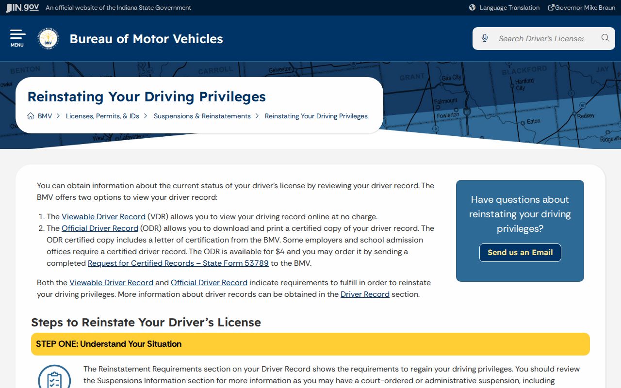Elkhart County traffic warrant court documentation for BMV reinstatement