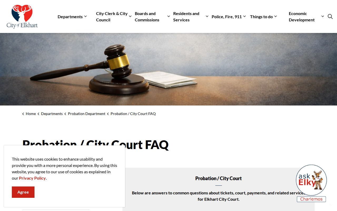 Elkhart County traffic warrant City Court guidance